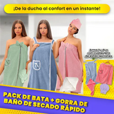 Pack de Bata + Gorra de Baño de Secado Rápido