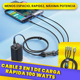 Cable 3 en 1 de Carga Rápida 100 Watts