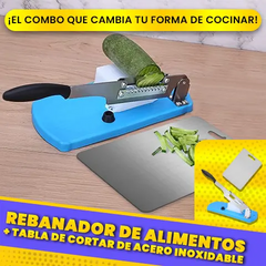 Rebanador De Alimentos + Tabla De Cortar De Acero Inoxidable