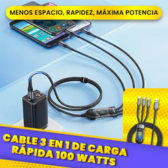 Cable 3 en 1 de Carga Rápida 100 Watts